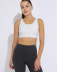 Front Zipper Sports Bra (Ivory)